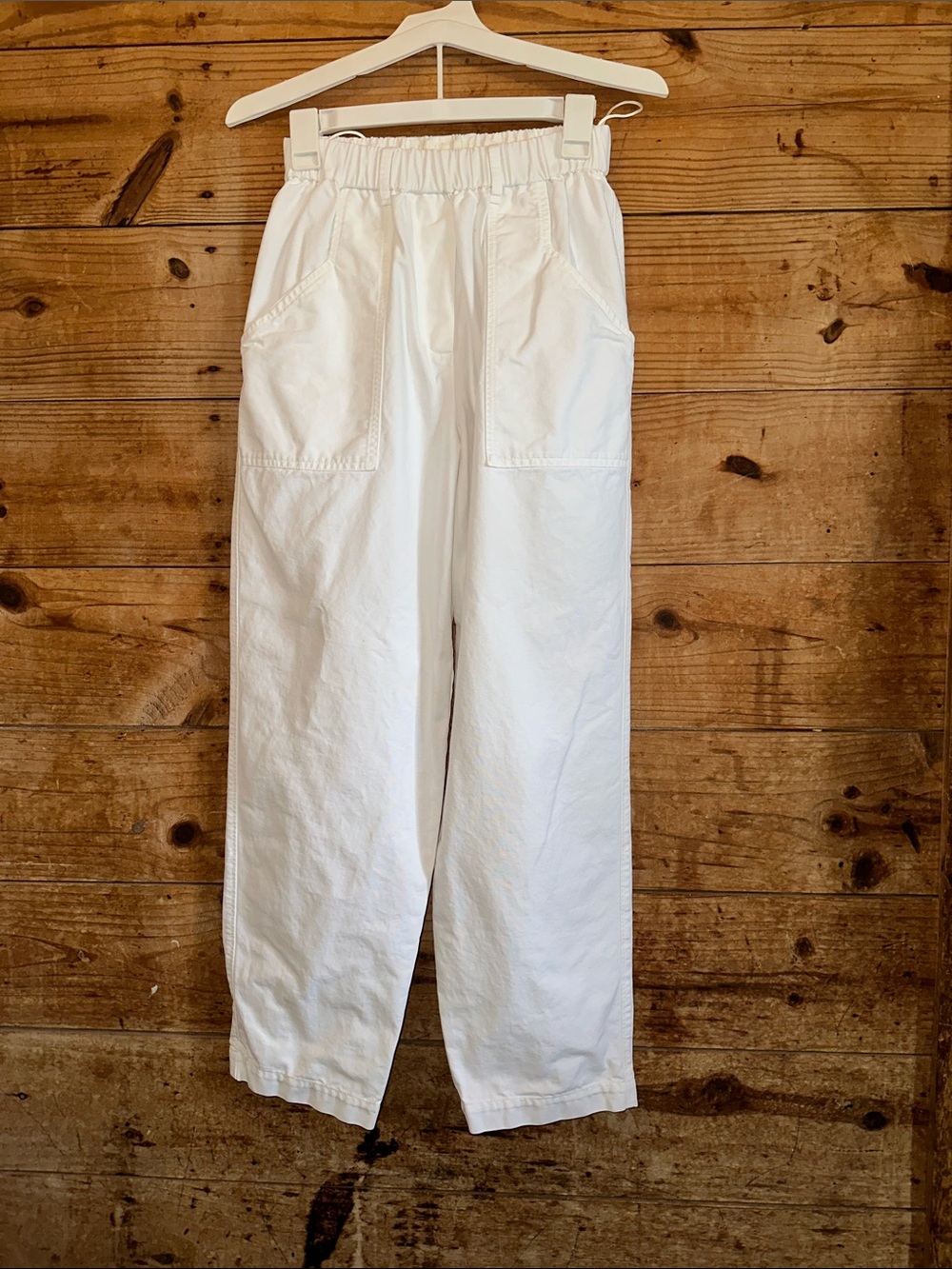 Forte Forte White High-Waist Elastic Waist Pants Big Pockets